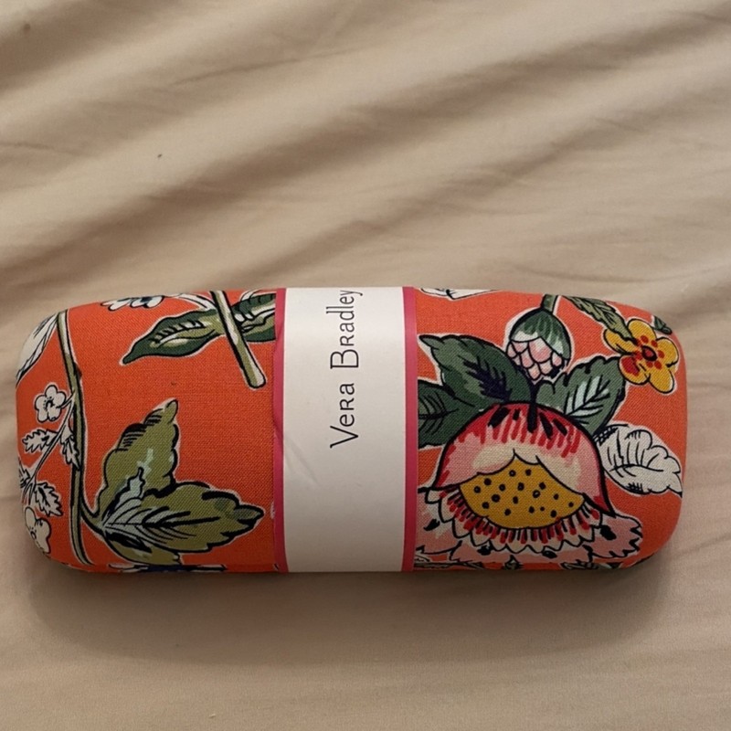 Vera Bradley Coral Floral Hard Case for Glasses Sunglasses Felt Lining