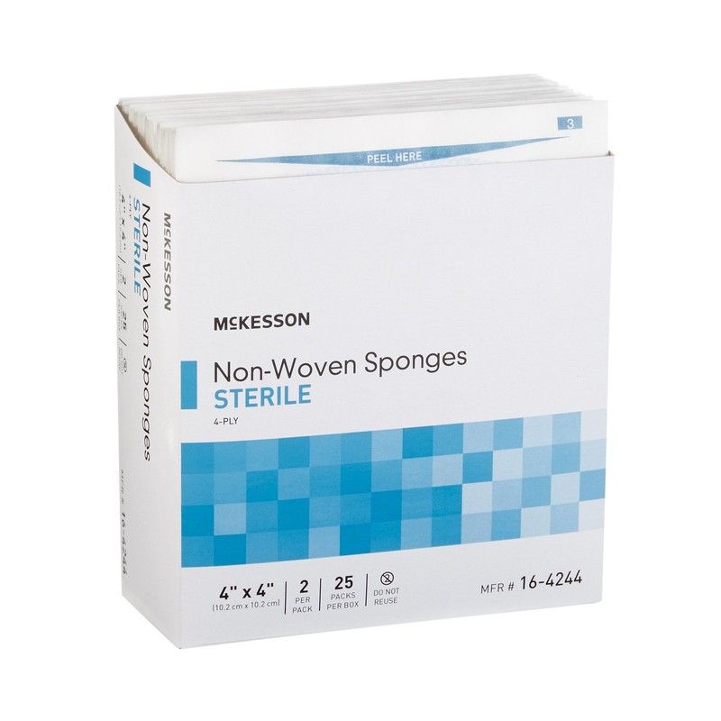 50 Ct McKesson 4-Ply Non-woven Gauze Sponge Sterile 4 x 4" 2 per Pack 25 Pack gallery