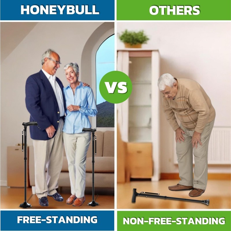 HONEYBULL Walking Cane for Men Women Foldable, Adjustable, Heavy Duty, Free ... gallery