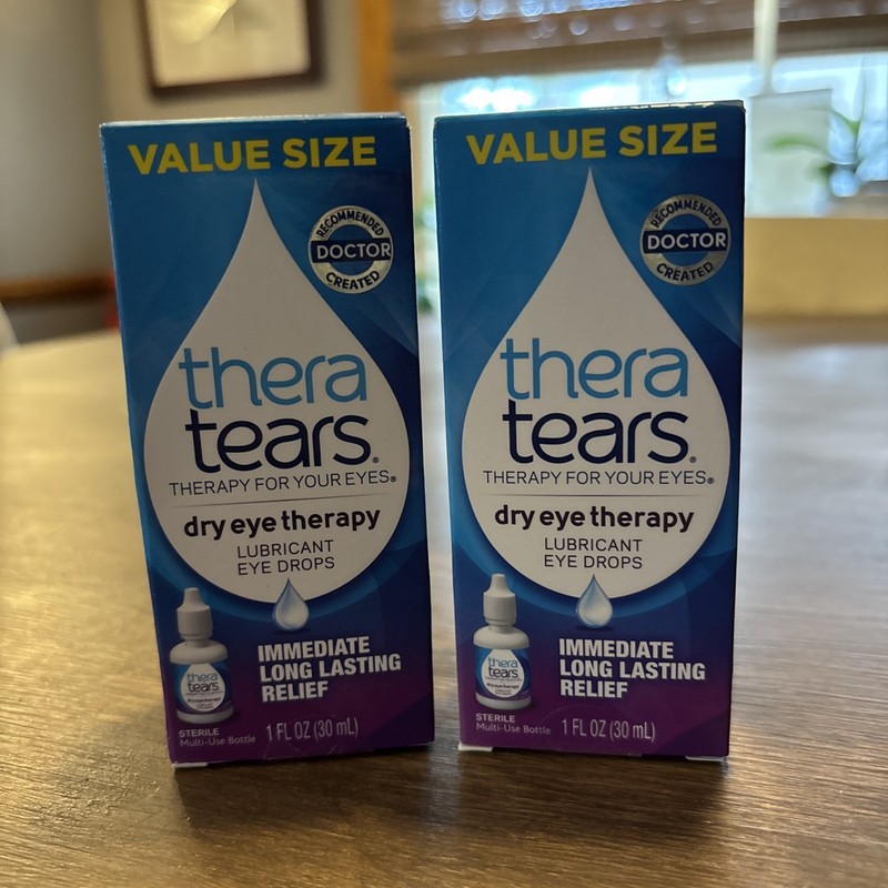 2 Thera Tears Dry Eye Therapy Lubricating Eye Drops for Dry Eyes 1 fl oz Bottles