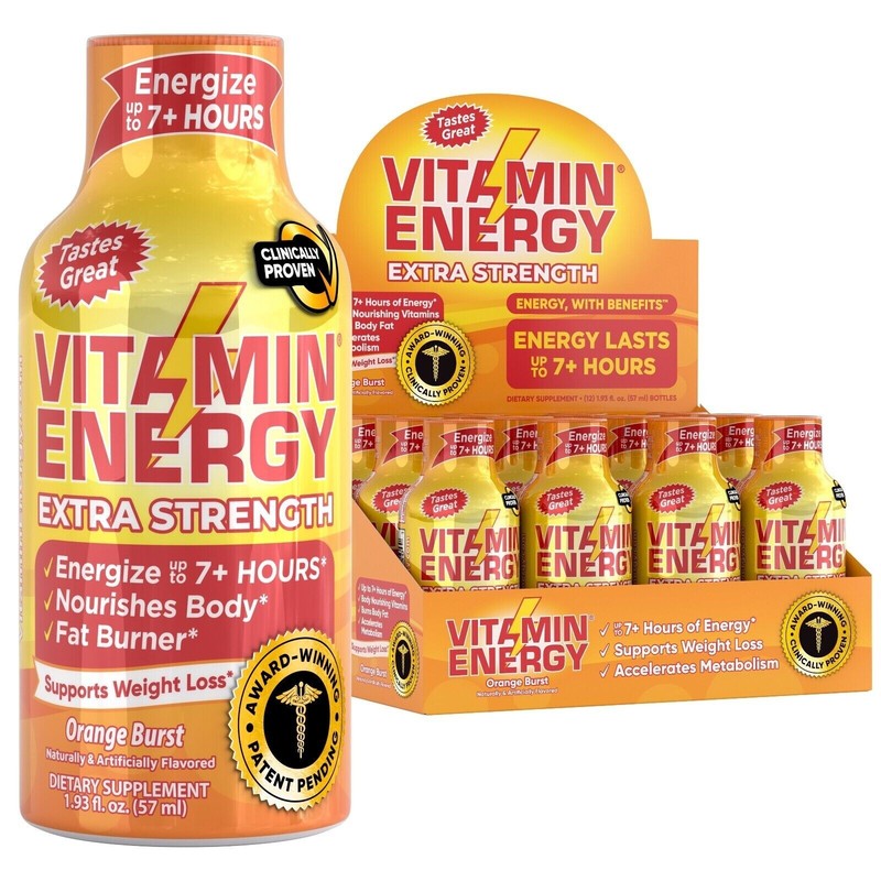 (3 Pack) Vitamin Energy® Extra Strength Orange Energy Shots, Clinically Proven