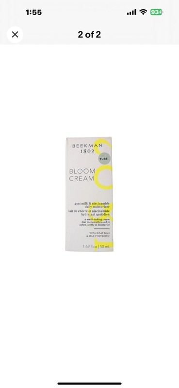 BEEKMAN  1802 Bloom  Cream 1.69 oz Tube Made With Goat Milk Daily Face Cream NIB gallery