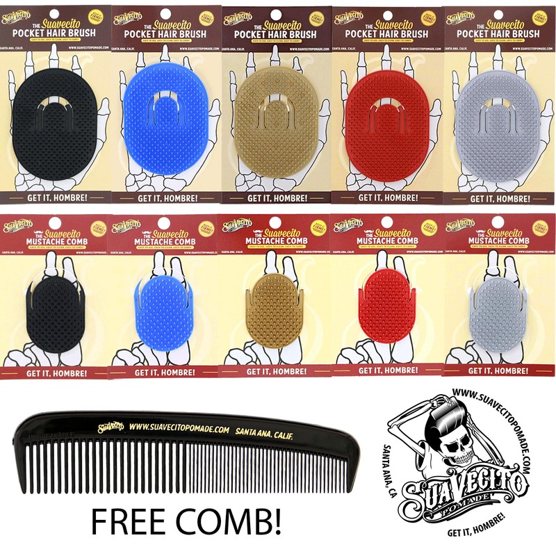 Suavecito Palm Brush – Mustache Finger Comb (Red, Blue, Gold, Silver, Black)