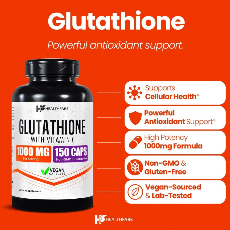 Healthfare Glutathione 1000mg GSH L-Glutathione Reduced 150 Capsules Antioxidant gallery