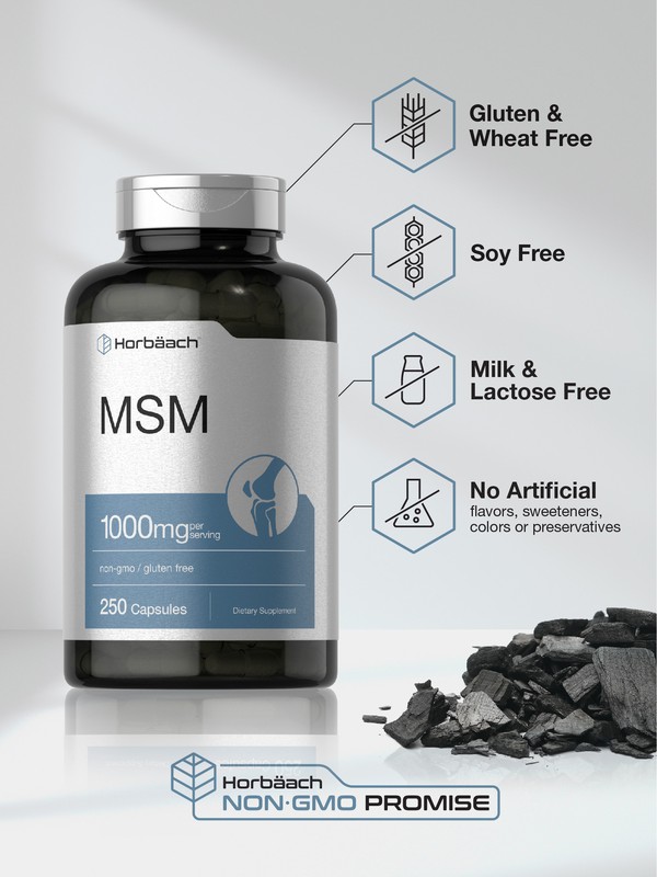MSM Supplement | 1000mg | 250 Capsules | Non-GMO, Gluten Free | by Horbaach gallery
