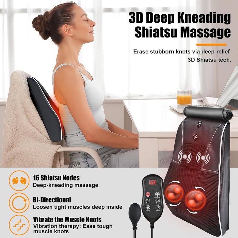 Shiatsu Neck and Back Massager with Heat,Neck Massager for Pain Relief deep T... gallery