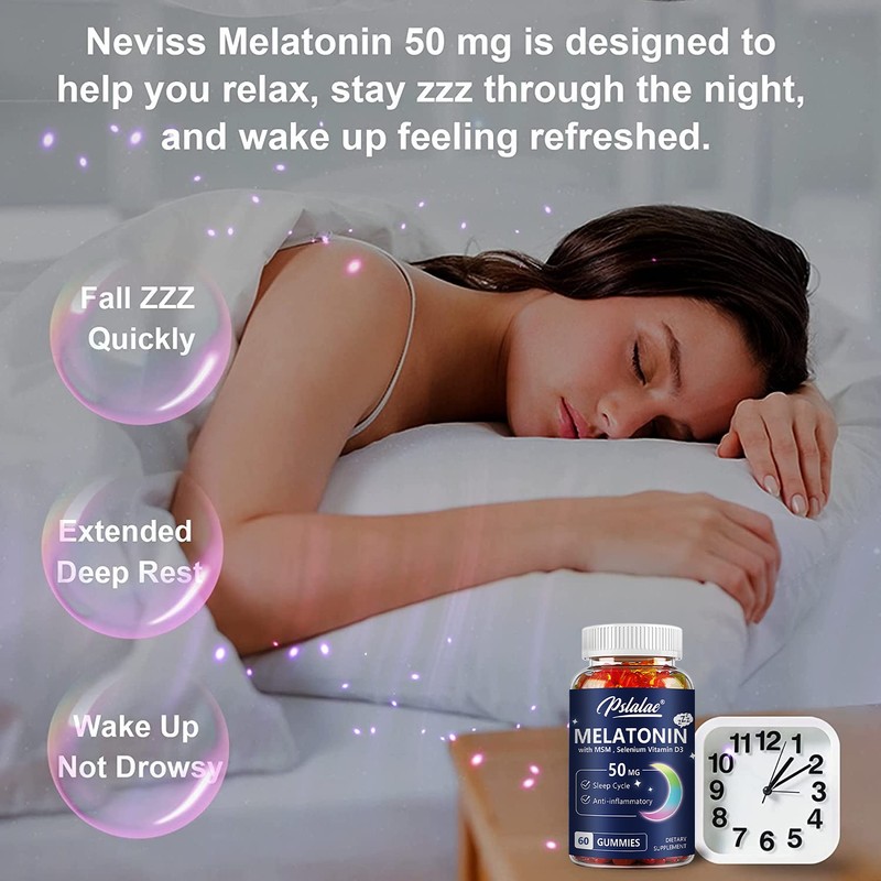 Melatonin 50mg - Sleep Aid, Regulate Sleep Cycle, Promote Relaxation - Zinc, MSM gallery
