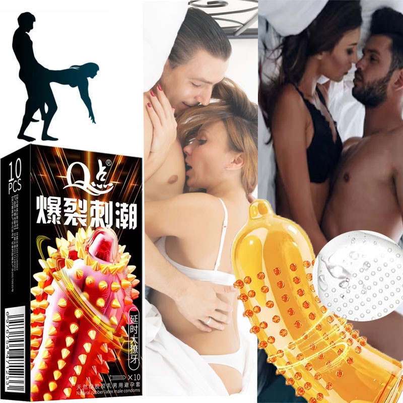 10pcs Adult Sensitive Orgasm Thin Latex Condoms Dotted Ribbed Stimulate Vaginal gallery