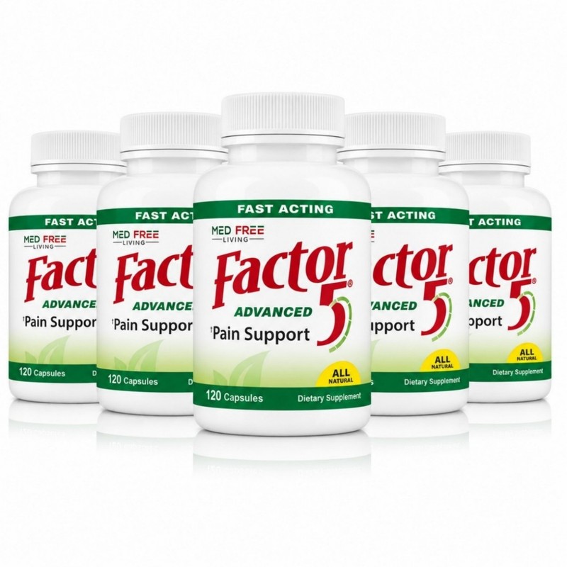 Med Free Living Factor 5 Natural Support Complex 5 Bottles