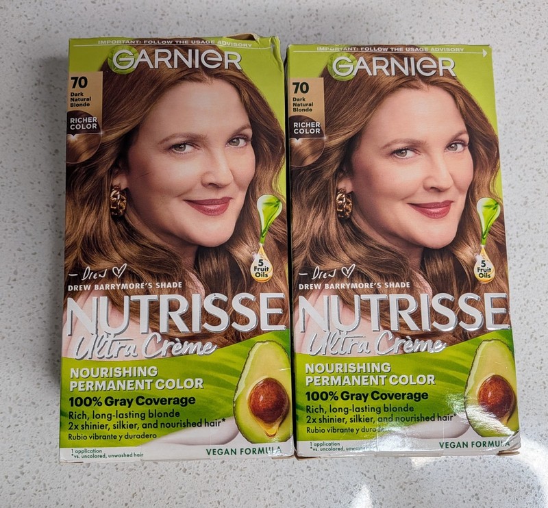 (2 Pack) Garnier Nutrisse Ultra Creme 70 Dark Natural Blonde (Package Varies)M25