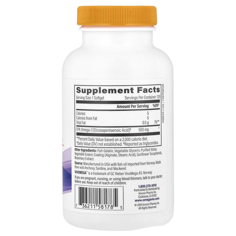 EPA 500, Omega-3, 500 mg, 120 Softgels gallery
