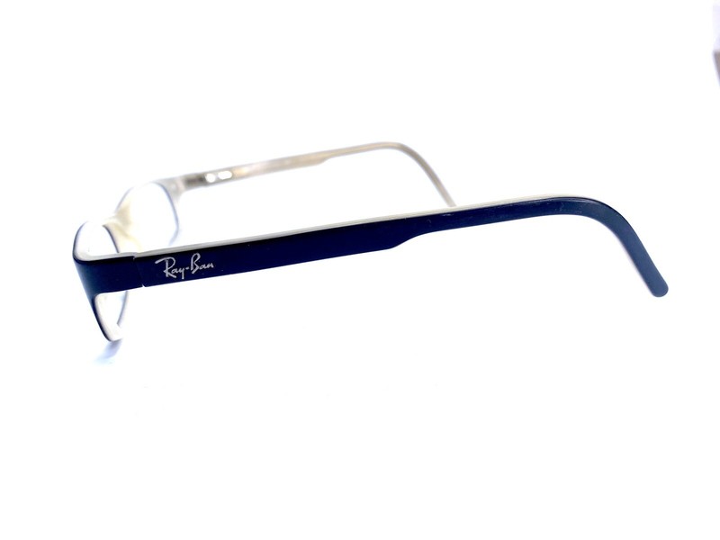 RayBan Black Rectangular W Beige Interior Eyeglasses RB 5052 2148 51 16 135 gallery