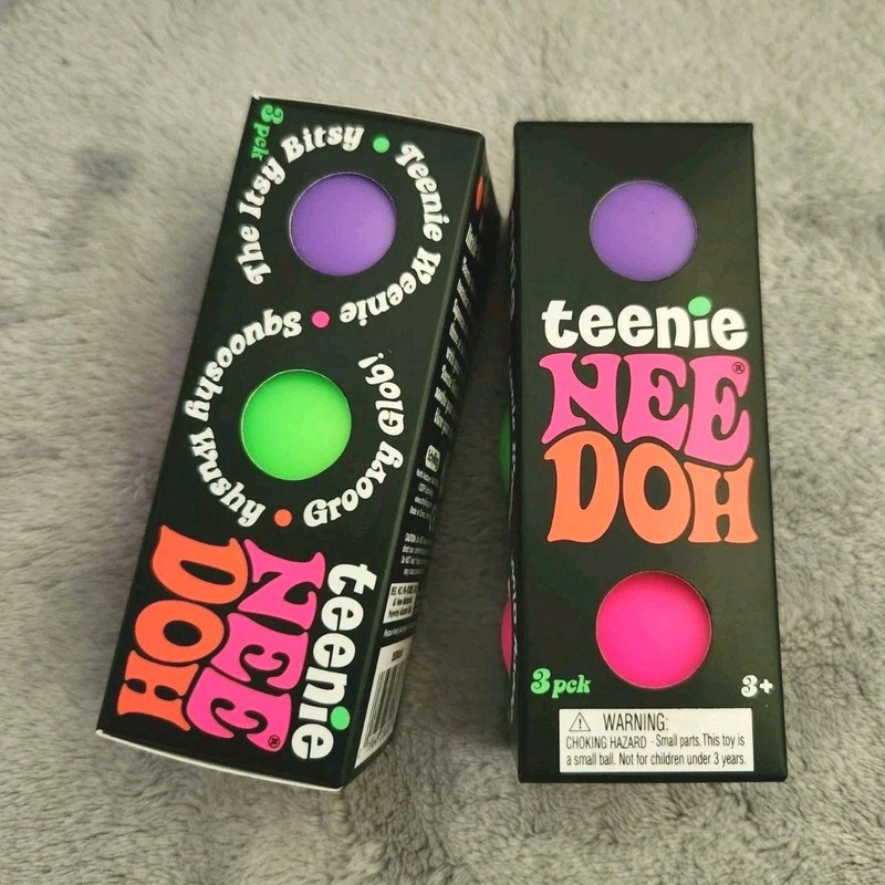 Schylling Teenie NeeDoh Groovy Glob 3-Pack Purple Pink Green- Lot Of 2