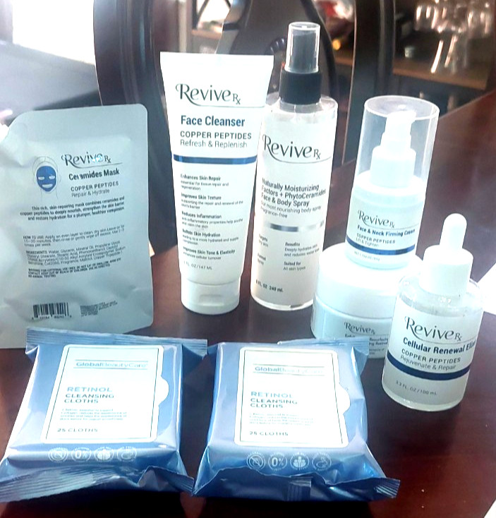 6 PCS Revive Rx Complete Skincare System & 2 packs Retinol cleansing cloths- New