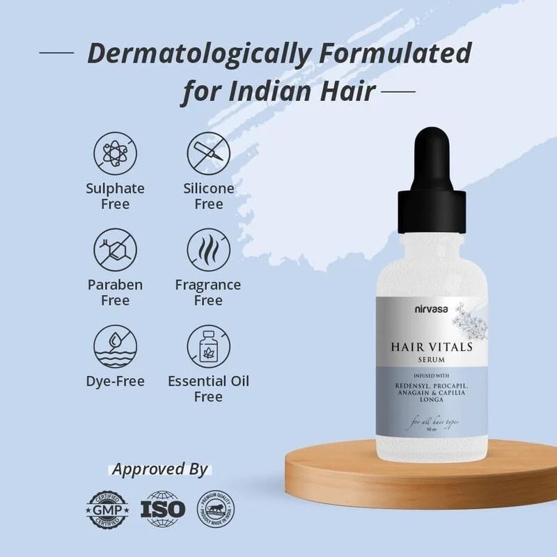 Nirvasa Hair Vitals Hair Growth Serum with 3% Redensyl, Procapil & Palmetto 50ml gallery