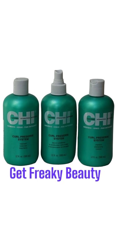 12 oz. Chi Curl Preserve System Shampoo, Treatment & Leave-In Conditioner. TRIO.