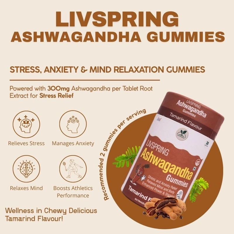 LivS.pring Ashwagandha Gummies 300mg Tamarind 30 Count gallery