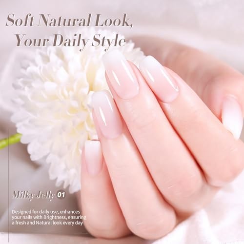 Milky White Gel Nail Polish Jelly White Sheer Translucent Neutral milky white gallery