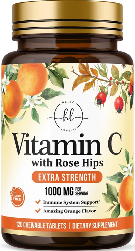 Hello Lovely! Extra Strength Vitamin C 1000 mg, with Rose HIPS Bioflavonoids,…