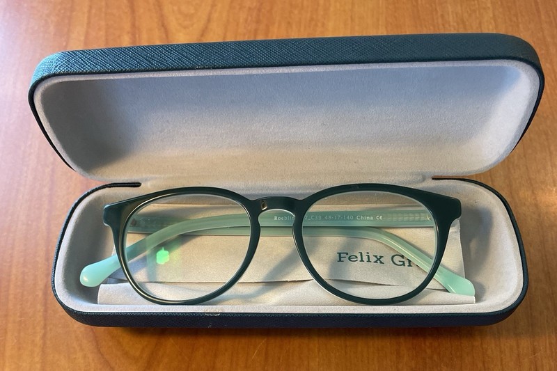 Felix Gray BLUE LIGHT Blocking non-Rx GLASSES Roebling Green 2-tone frame; Sz. S