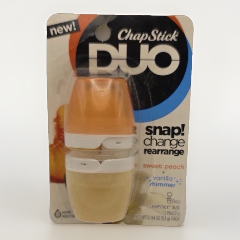 RARE ChapStick DUO Sweet Peach + Vanilla Shimmer Discontinued 0.194 oz