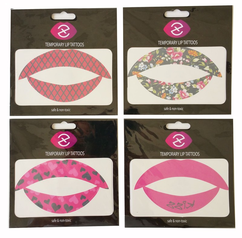 4 Pcs Assorted Lip Tattoo Sticker Art Lady Party Fancy Safe Stickers gallery