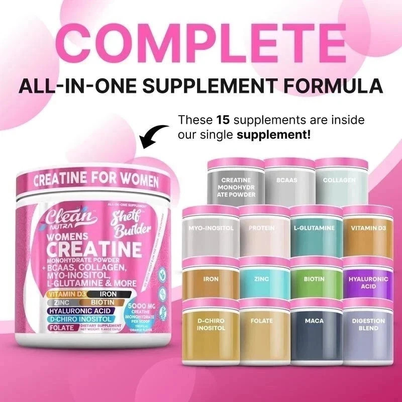 Women’s Creatine Powder w/ Inositol collagen protein, BCAAs, – Clean Nutra gallery
