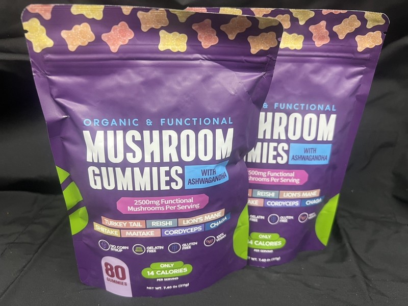 Mushroom Gummies – Organic & Functional Vegan 2500mg 80g 40 Servings Ashwaganda