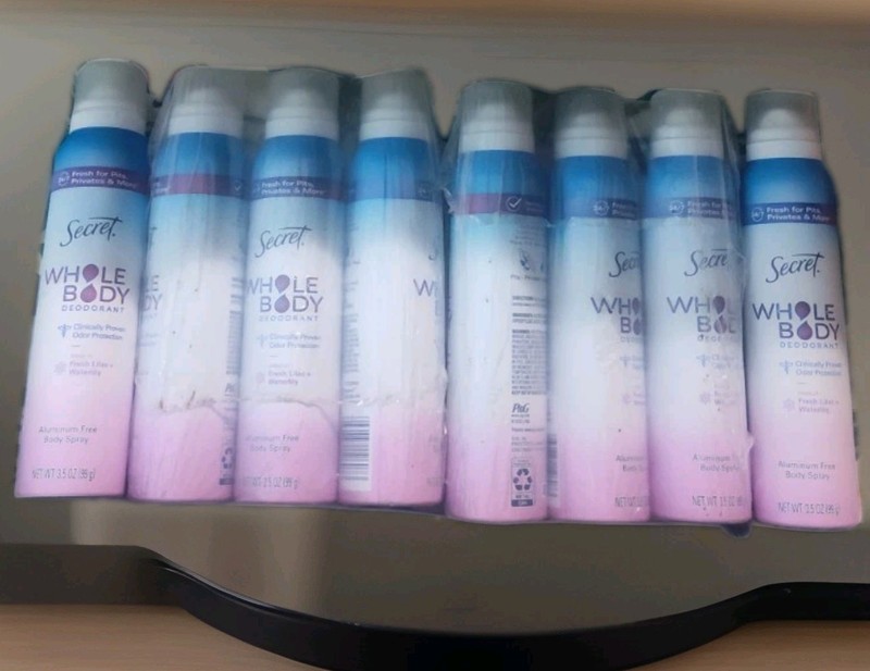 Lot of 8 Secret Whole Body Spray Deodorant Fresh Lilac + Waterlily Full Size NEW