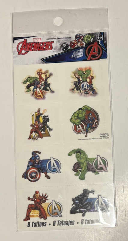 8 Avengers Marvel – Powers Unite Tattoos Captain America Hulk Ironman Panther