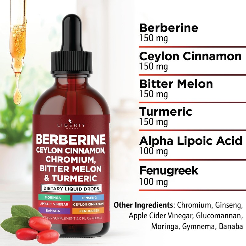 Berberine with Ceylon Cinnamon Supplement Liquid Drops + Bitter Melon Extract... gallery