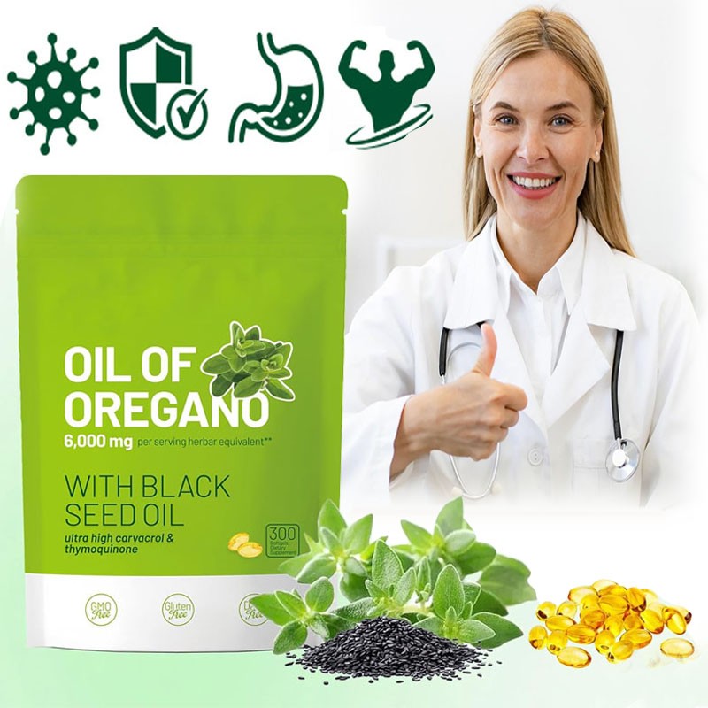 Oil of Oregano 300 Softgels with Black Seed Oil – 6000mg Oregano Oil