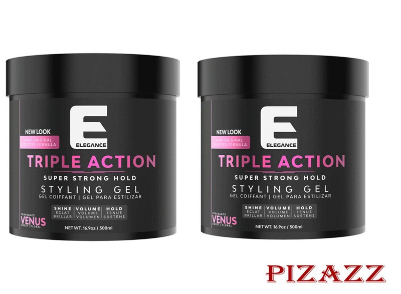 2x Elegance Triple Action Styling Hair Gel 16.9fl oz/ 500ml = 1000mL Pink Venus