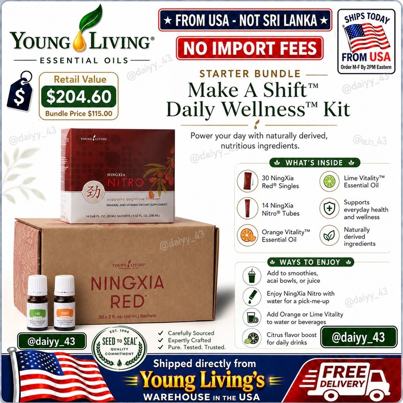 Young Living Make a Shift Daily Wellness Kit NingXia Red Nitro Oils New Sealed🔥