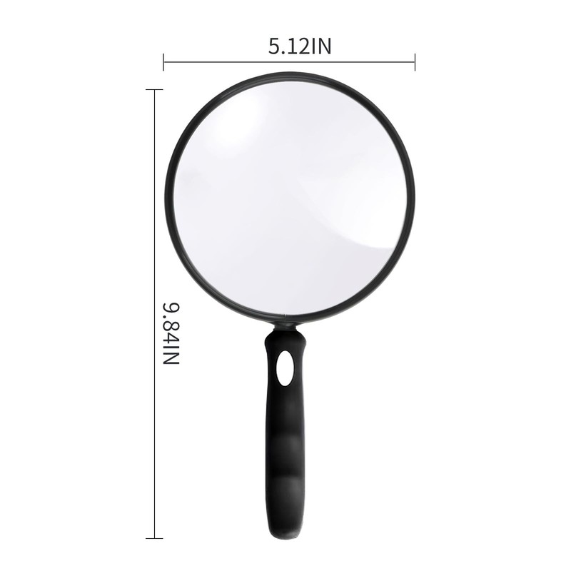 10X Large Magnifying Glass - 5.12" Anti-Glare Lens, Non-Slip Handle for Reading gallery