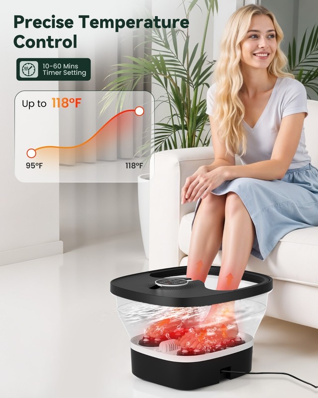Snailax Shiatsu Foot Spa Bath Massager with Heat Foot Soake Tub Remote Control gallery