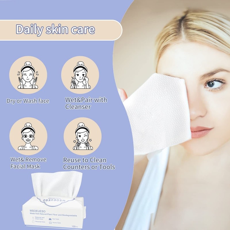 Disposable Face Towel Cotton Facial Tissues Dry Face Cloths Thick Facial Wipes gallery