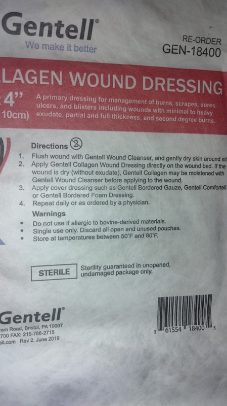 10 : 4x 4″ Gentell Collagen Wound Dressing 2029EXP 4 nch x 4 inch