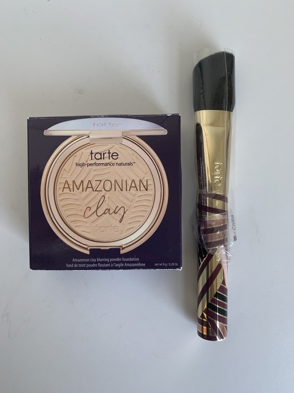 Tarte Amazonian Clay Blurring Powder Foundation 12N Fair Neutral 0.28oz + Brush