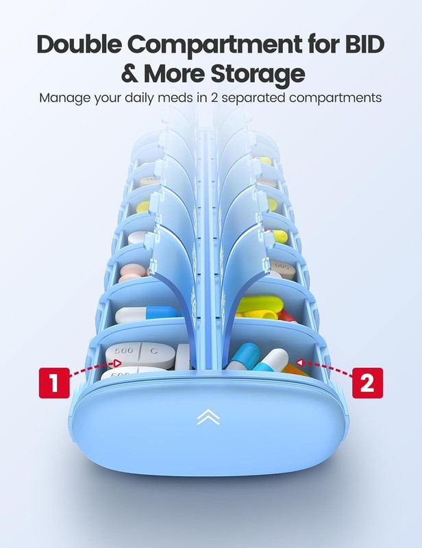 Large Capacity Pill Organizer with AM PM Compartments for Vitamins & Supplements gallery