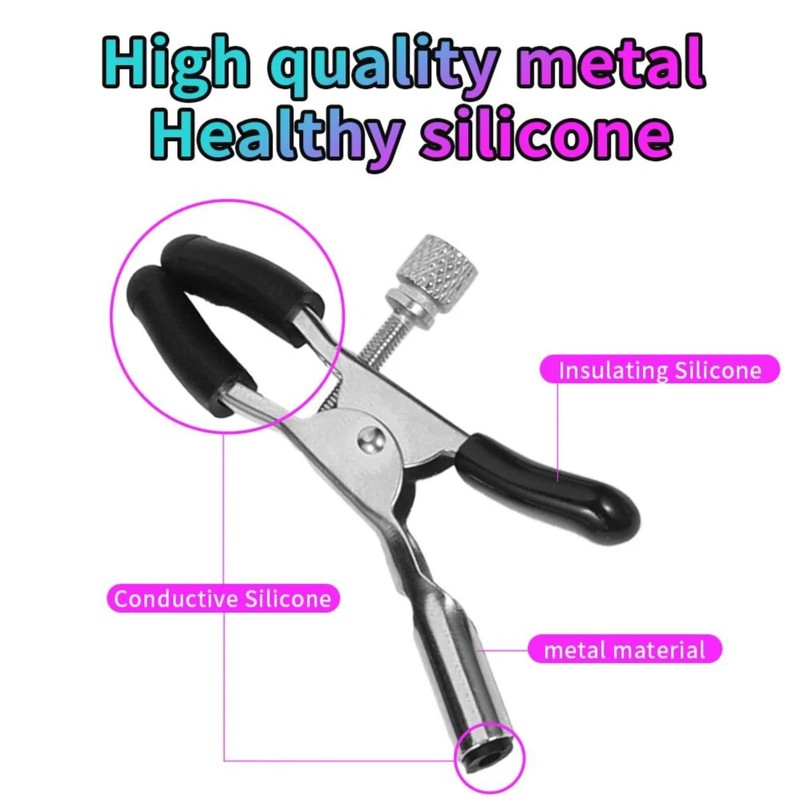 Shock Breast Nipple Clamps Electric Clip Clit Clamp Women Men Stimulator Kit USA gallery