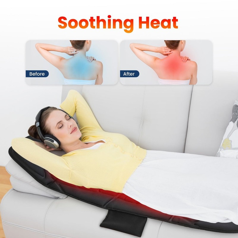 COMFIER Soothing Black Full Body Massage Mat with Heat, Back Massager 10 Black