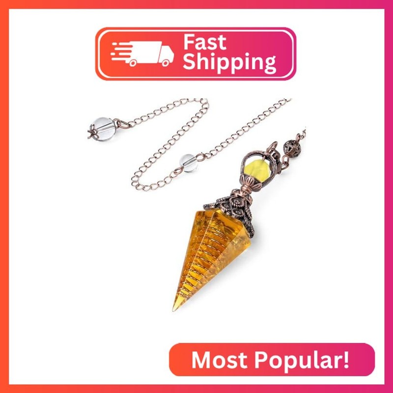 DUQGUHO Crystal Pendulums Citrine Healing Crystal Quartz Pendulum Spiritual Hexa