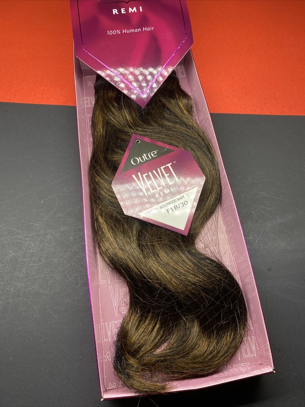 VELVET REMI_100%_human_hair_HOLLYWOOD_WAVE_WEAVE_EXTENSION_12″_#F1B/30