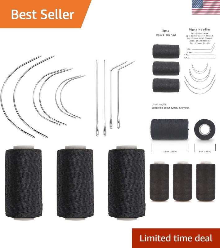 Weaving Needle Combo Deal – Black Thread with 10pcs Needles