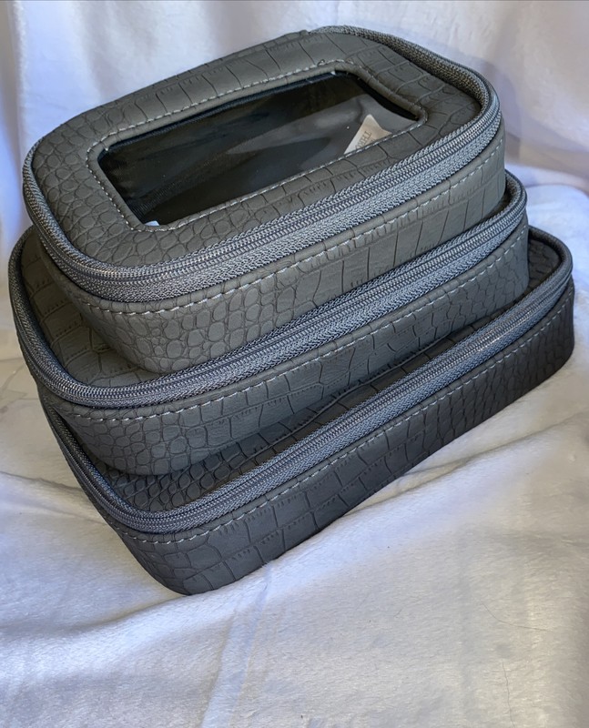 Thirty One Clear Case Trio In Grey Crocodile See Sizes In Description gallery