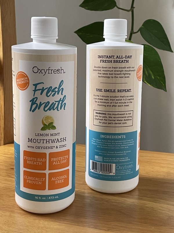 2-PACK | OXYFRESH Lemon Mint Mouthwash 16oz Fluoride Free Oral Rinse Bad Breath gallery