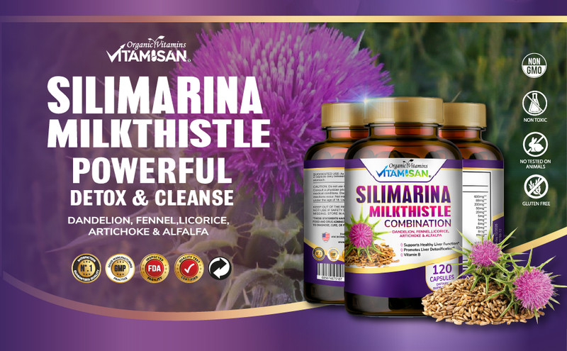 Milk Thistle (Silymarin) Extract 1200 mg liver cleanser liver detox cardio 120 c gallery