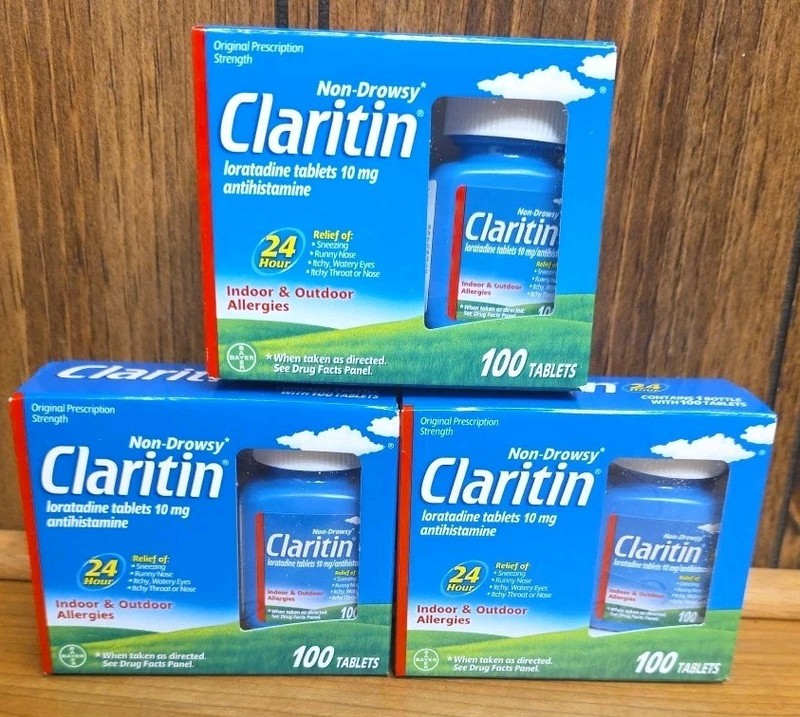 Lot Of 3 Claritin 24hr Non-drowsy Allergy Tablet Loratadine 10mg 100 Count 2027+