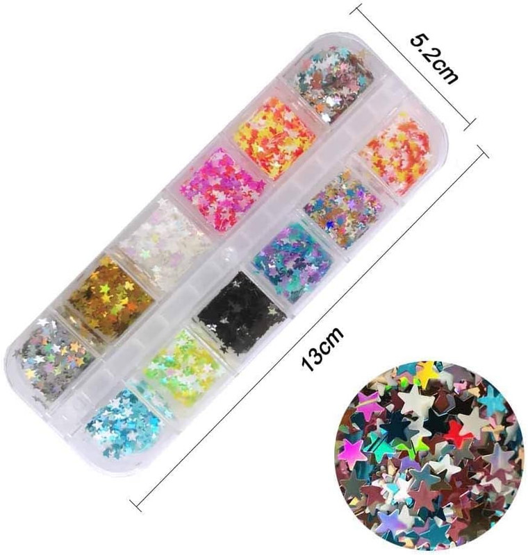 Star Glitter Confetti, 24 Boxes Holographic Sequins 3D Laser Nail Art Flakes ... gallery